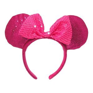 Disney Parks Minnie Mouse Ears Headband - Pink Glitter & Sequin Beads 2019